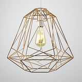MiniSun Abat Jour pour Suspension. 'OKKO' Aspect Rétro Cage Géométrique/Panier en Fil Effet Cuivre Nu