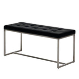 CLP Banc BARCI Similicuir Rembourrage Épais I Banquette De Cuisine Design Moderne I Siège De 2 Places Hauteur Assise 48 cm I Support en Acier Inoxydable Noir
