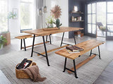 WOHNLING Mango Table de Salle à Manger en Bois Massif Massif avec Structure en métal 200 x 78,5 x 100 cm