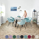 TecTake 800866 Lot de 4 Chaises de Salle à Manger Effet Velours Scandinave Pieds en Acier Noirs Élégant avec Accoudoirs – Diverses Couleurs (Gris)