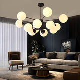 Lampe À Suspension E27 Moderne Décoration créative Salon Pendentif Lumière Fer forgé Pendante Lumière Boule De Verre Plafonnier Abat-Jour Blanc Bureau Cuisine Chambre À Manger bar Lustre