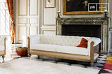 canapé Chesterfield montaigu - Bois Massif, Haute résistance, Grand Confort d'assise, Rembourrage intérieur Dense | Le Charme d'un canapé Chesterfield en Lin - Blanc perlé (L218 x H72 x P82 cm)