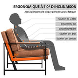 Yaheetech Fauteuil de Salon Confortable Cadre Métal Fauteuil de Chaise pour Salon Chambre Salle de Séjour Bureau Intérieur Marron Clair