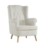 VOLERO' Fauteuil Design rétro, modèle Artemide, revêtement en Velours, Structure et Pieds en Bois (Blanc Blouclè)