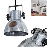 HOFSTEIN Suspension Hora en métal gris effet rouille et base aspect bois, lampe pendante retro-industrielle, hauteur ajustable, max. 109 cm, pour 1 ampoule E27, ampoule(s) non incluse(s)