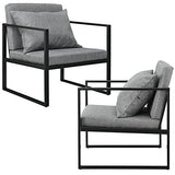 Lot de 2 Fauteuils Design de Salon avec Accoudoirs Siège et Dossier Rembourrré Armature Solide Housse en Polyester 70 x 60 x 60 Gris Foncé