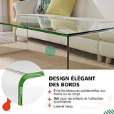 GOPLUS Table Basse Verre Trempé, Table de Salon d’Appoint Moderne Minimaliste sans Assemblage, pour Salon, Chambre, Appartement 108X50X35 CM