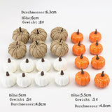 HiCollie Lot de 22 citrouilles artificielles en toile de jute, citrouilles blanches et jaunes, simulation citrouille, automne, Thanksgiving décorations Halloween