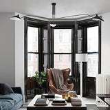 Mid-Century Moderne Plafond Luminaire En Métal Art Semi Plafonnier Plafonnier Avec Réglable Lampe Tête Peinture Poudre Finition (Noir, 3 lumières)