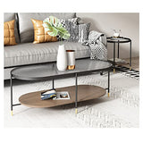 Générique Tables d'appoint Tables d'appoint, Table Basse de canapé, Table Basse Ovale en Verre de Salon, Grande et Petite Table Basse combinée Table Basse Tables de Chevet (Couleur : B)