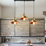 iDEGU Suspension Luminaire Industrielle Lustre Plafonniers Design Edison Métal 3 Lampes Suspension, Ø 220mm (50cm, Laiton / Doré )