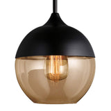 Lightsjoy Lustre Suspension Industrielle en Verre Moderne Mode Créatif Luminaire Intérieur pour Cuisine Salle à Manger Chambre Salon Bar Couloir Abat jour Couleur Noir et Ambre E27 (Sans Ampoule)