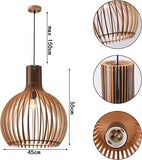 LANTING E27 Suspension Luminaire salle à manger, pendentif chambre lumineuse Suspendue bois, Table à manger suspension Lumière hauteur réglable, Convient aux cafés des hôtels, Ø45cm, 5W
