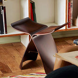 ZZFF Tabouret De Pied en Bois Plein,Stool Papillon Original Style Japonais Low Stool Japonais Changer Chaussures Stool Spa Chaise pour Bain Lit Salon Noyer 44x31x42cm(17x12x17inch)