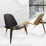 XFENG Chaise Moderne de Style Coquille médiévale, Chaise personnalisée for Avion, chaises de Bureau en Bois Massif avec Tapis et Dos en Cuir, Salon sans Bras en Couleur de Noyer for Le Salon