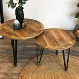 Luca Lot de 2 tables basses rondes en bois de manguier