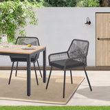 Juskys Ensemble de 2 chaises de Jardin Kastos en Corde - Chaise d'extérieur avec accoudoir et Coussin - Chaise de Jardin supportant 150 kg - Jardin, Balcon - chaises Grises