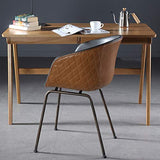 Amrai Chaises de Salle à Manger Chaises d'appoint de café industrielles en Cuir pour Le Cuir Chaises de Club avec accoudoirs en métal - Style rétro, Taille: 46x50x80cm, Noir/Marron