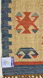 Tapis Kilim Kilim noué à la main rouille, bleu et ivoire 100% laine 120x180cm