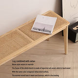 SHAOO Banc de Table a Manger,Banc en Rotin,Banc D'intérieur Moderne,Banc sans Dossier,Banc de Balcon Extérieur,Cadre en Bois Massif,Style Simple,adapté au Salon/Balcon/Salle a Manger/Porche.
