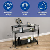 WENKO Console Meuble Style Industriel, Petite Console étroite, Meuble entrée - Bureau d'appoint, 3 Plateaux de Rangement, métal - MDF, L100xH80xL35 cm, Noir