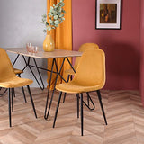 MEUBLE COSY Lot de 4 Chaises Salle a Manger Scandinave avec Assise et Dossier Recouverts de Velours Jaune Fauteuil de Bureau Pieds en Métal , Jaune /44x53x86cm