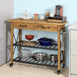 SoBuy® FKW57-N Table Console Chariot de Service Desserte à roulettes Commode Roulant pour Cuisine et Salon 2 tiroirs et 2 étagère