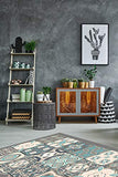 Panorama Tapis du Sol Vinyle Carreaux Ciments Bleu 40x80 cm - Tapis de Cuisine en PVC Linoléum Vinyle - Antidérapant Lavable Ignifuge - Tapis pour Cuisine Bureau Salon - Protection du Sol