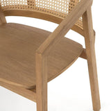 Fauteuil de Table Palma Amadeus Chaise Siège en Bois d'Acajou et Cannage Rotin Couleur Naturelle 57x60x78cm