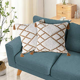 LOMOHOO Housses de Coussin décoratif pour canapé-lit, taies d'oreiller carrées en Coton avec Pompons, Oreiller de Coussin Boho pour Salon, 18 x 18 Pouces café (1pc) (Coffe)
