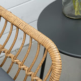 Outsunny Ensemble Bistro de Jardin 2 Places 3 pièces Style Exotique 2 fauteuils + Table Basse résine tressée Beige Acier époxy Gris
