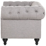 Beliani - Ensemble Canapé et Fauteuil - Chesterfield - 3 Places, en Tissu et Bois de Chêne, Gris Clair