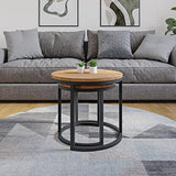 Lumarc Modena, Lot de 2 Tables Basses Gigognes de Salon Faites à la Main en Bois Massif de Hêtre Naturel au Design Industriel Minimaliste Moderne, Ronde, Ø50x43 cm / Ø40x38 cm