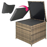 TecTake 800678 Salon de Jardin 4 Personnes en résine tressée, 2 Canapés modulables, Coffre de Rangement et Table Basse en Verre Inclus – Plusieurs Couleurs Disponibles (Marron Naturel/Gris foncé)