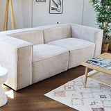 HOMIFAB Canapé modulable 3 Places en Velours côtelé Beige - Roma