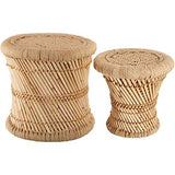 Atmosphera Lot de 2 Tables Basses gigognes en Corde et Bambou - Style Nomade - Coloris Bois