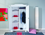 Inter Link – Armoire fonctionnelle – 2 portes – 5 niches – Avec penderie – Armoire en pin massif – Blanc vernis – Largeur :104cm Profondeur :56cm Hauteur : 180cm – Hedda