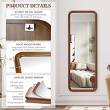 LVSOMT Miroir pleine longueur en bois, miroir intégral, miroir mural, miroir suspendu, long miroir pour chambre à coucher, salon, cadre en bois massif, coins arrondis, miroir rustique, 119,4 x 40,6