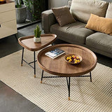 Table Basse Rustique, Tables De Chevet De Canapé, Tables De Chevet avec Pied Croisé pour Mobilier De Salon À La Maison, Brun Noyer (Triangle, Rond, Rectangle)