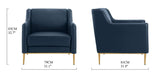 BHDesign JEM - Fauteuil Moderne - Cuir Moderne - Bleu Navy