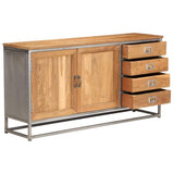 vidaXL Buffet Teck Recyclé et Acier Vaisselier Bahut Commode Rangement