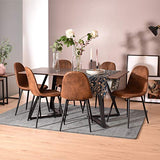 MEUBLE COSY Lot de 4 chaises de salle à manger Scandinave Fauteuil Salon Cuisine Pied Métal Noir Rétro Vintage en suédine Marron