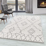 Tapis à Poils Ras, Conception berbère, Tapis Crème, 200 x 290 cm, Tapis de Style bohème, Tapis Salon