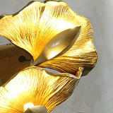 Applique murale en laiton, applique murale d'éclairage décoratif feuille de Ginkgo créative avec prise ovale G4 * 3, applique murale de fond de salon simple, appliques murales de chambre à coucher de