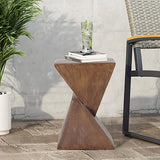 FATIVO Table d’Appoint Design Bois: Bout de Canapé de Salon Carré Béton Léger à 2 Niveaux Guéridon Style Moderne Table de Chevet Rangement pour Salon Bureau Chambre - 46x30x30cm