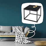 Stella Trading Samy Basse carrée Noir avec Structure en métal Table d'appoint Moderne avec Plateau en marbre de qualité supérieure, 60 x 46 x 60 cm