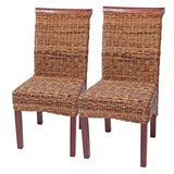 Mendler Lot de 2 chaises M45, Banane tressée, 47x54x93cn, Pieds Marrons