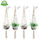 Hossom 4 Pcs Suspension Corde Plante Macramé, Suspension Plante Macramé Porte, Suspensions en macramé pour Pot de Fleurs en Intérieur et Extérieur (41 Pouces)