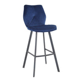 Meubletmoi Tabouret de Bar Velours Bleu Marine - piétement Repose-Pied métal Noir - Chaise Haute Design Industriel Chic & Confortable - Lot DE 2 - DIAM
