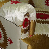 Nomadde Ethnique - Fauteuil Velours clouté Rouge ARI - Finition : Voir Photo Bois Massif de Manguier & Textile brodé